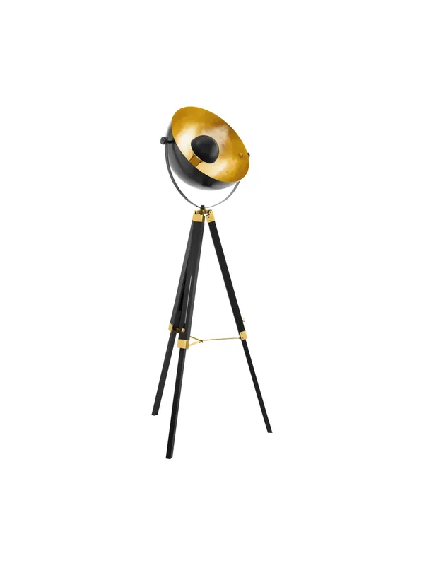 Piantana vintage in legno nero e oro 1 luce GL0775 Prezzo Ridotto