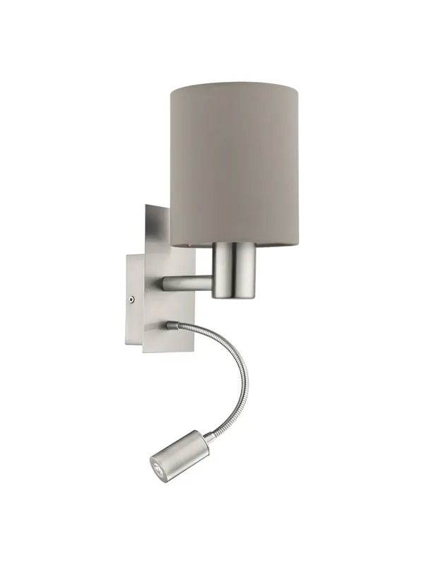 Applique moderno in tessuto tortora con led 1 luce GL0800 Subito Disponibile