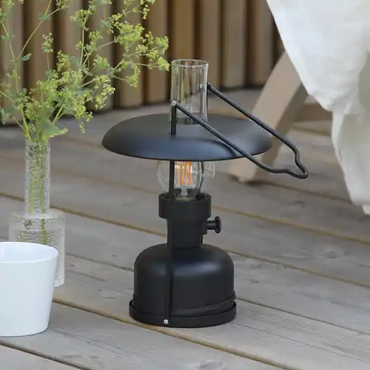 Sconto Markslöjd Lampada da tavolo a batteria a LED Fanos, nera, dimmerabile, IP44