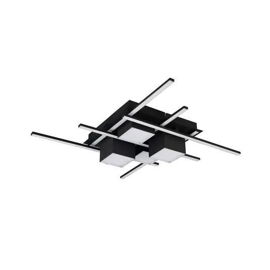 Plafoniera LED Roger, nero opaco, metallo, CCT, telecomando. Saldi