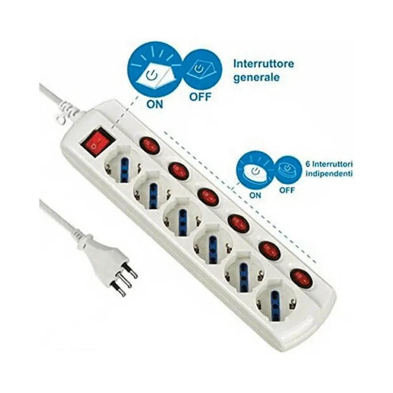 Offerta Multipresa 6 prese con interruttori individuali Electraline - 62059