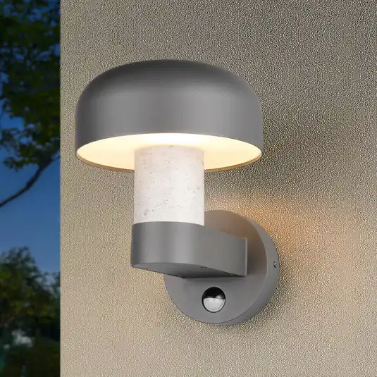 Applique da esterno Fraser Sensor grigio/effetto cemento, alluminio IP54 E27 Offerta Limitata