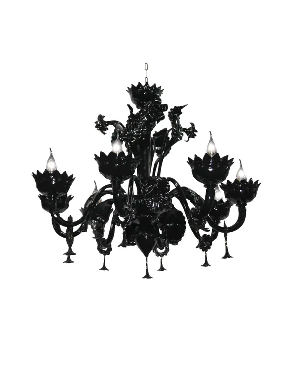 Economico Lampadario di murano nero moderno 8 luci BGA 2881/8
