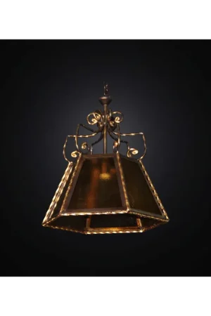 A Buon Prezzo Lampadario classico in ferro battuto e vetrofusione 1 luce BGA 2850/S40