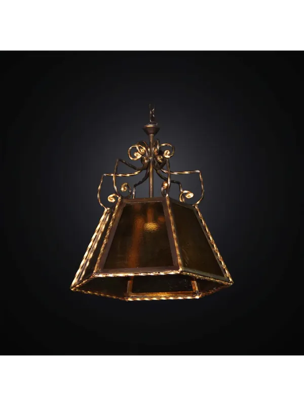 A Buon Prezzo Lampadario classico in ferro battuto e vetrofusione 1 luce BGA 2850/S40