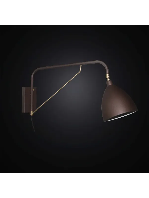 Spedizione Espresso Applique vintage snodabile in ferro battuto e ottone 1 luce BGA 2900/A1