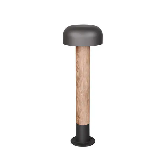 Novità Lampione Fraser, grigio/effetto legno, alluminio, IP54, altezza 84,5 cm