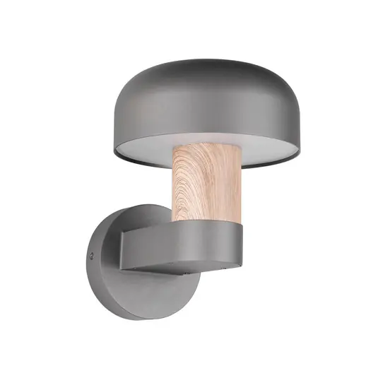 Applique da esterno Fraser, grigio/effetto legno, alluminio, IP54, E27 Prezzo Scontato
