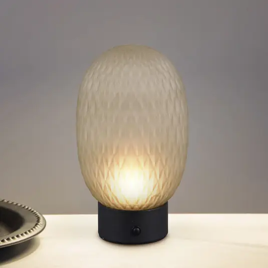 Super Prezzo Lampada da tavolo LED a batteria Facette, verde, USB, vetro,