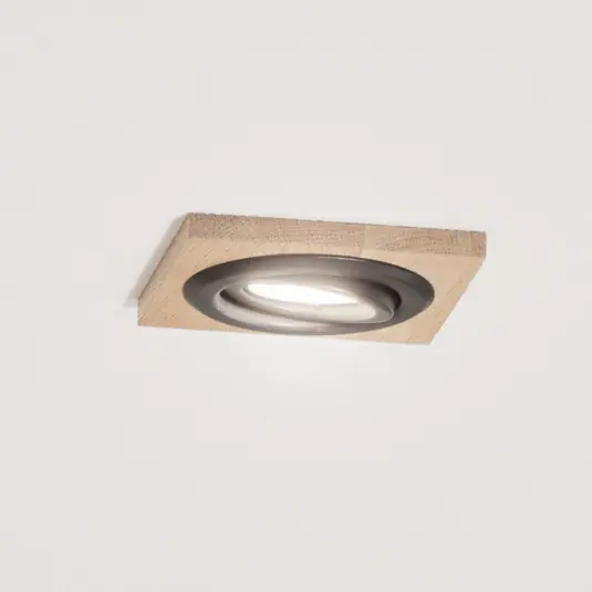Ultime Pezzi Lampada da incasso a soffitto Tobby, 10 x 10 cm, set da 3 in legno di quercia
