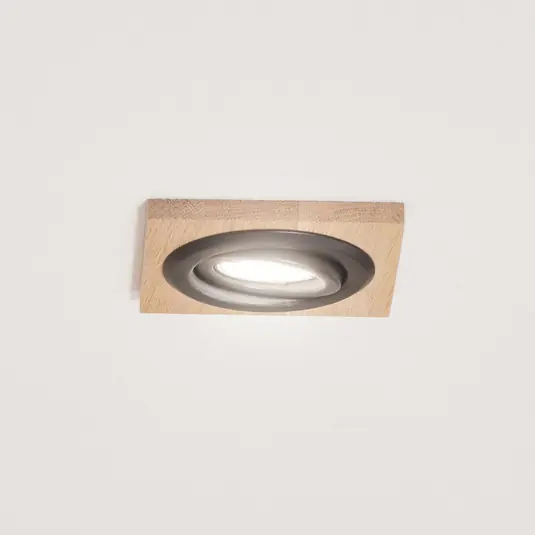 Plafoniera a incasso Tobby, 10 x 10 cm, legno di quercia, GU10 Super Prezzo