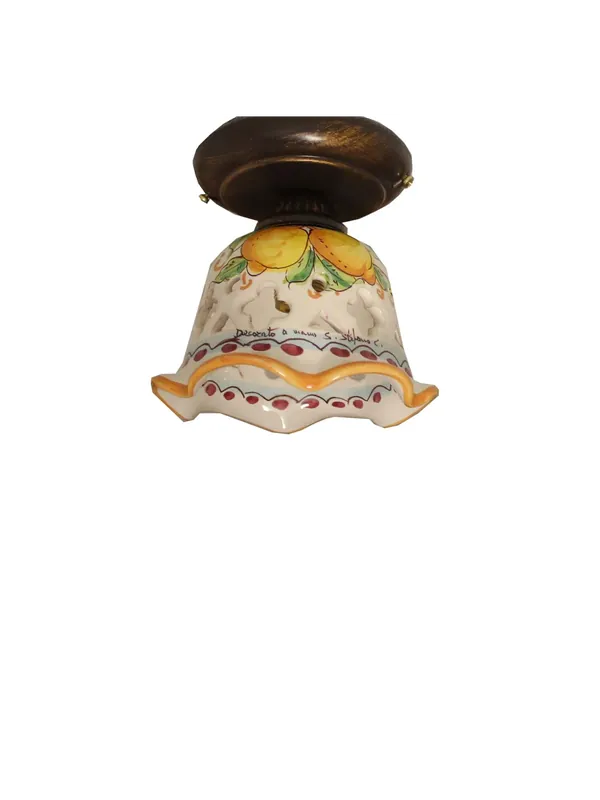 Plafoniera spot rustico in ceramica siciliana 1 luce Limoni d.15 Promo Stagionale