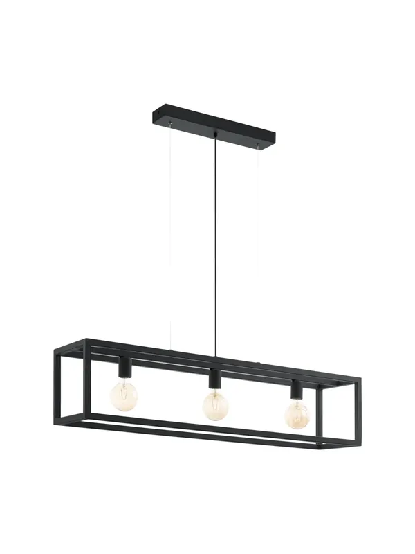 Professionale Lampadario vintage nero 3 luci GL0745