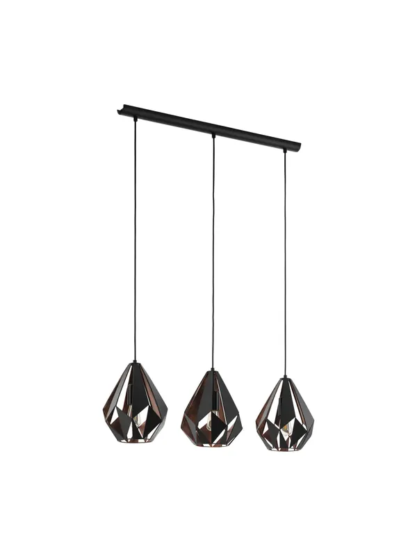 Offerta Speciale Lampadario vintage nero e rame 3 luci GL0749