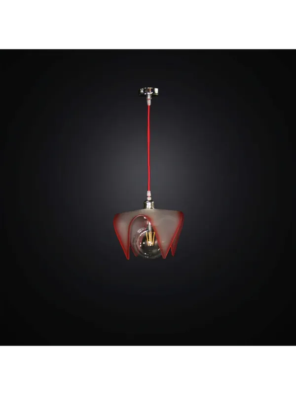 Lampadario moderno a sospensione in vetrofusione 1 luce BGA 2828/P22 rosso Subito Disponibile