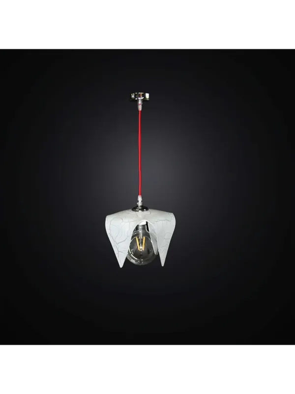 Pagamento Sicuro Lampadario moderno a sospensione in vetrofusione 1 luce BGA 2828/P22 bianco