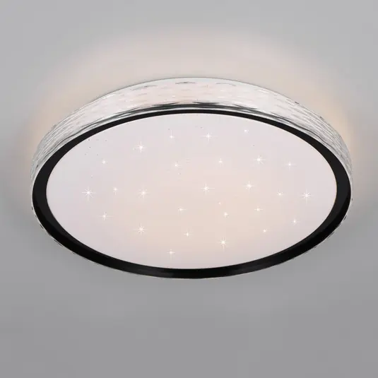 Plafoniera LED Varda, nera, Ø 39 cm, telecomando Di Tendenza
