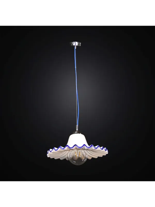 Lampadario a sospensione in ceramica 1 luce BGA 2822/P38 blu Soddisfatti O Rimborsati