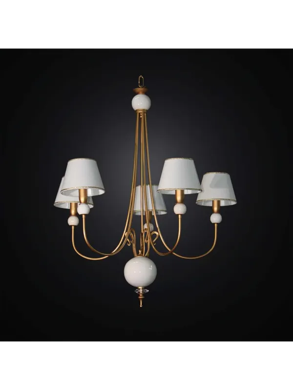 Lampadario classico in ferro battuto e ceramica 5 luci BGA 2823/5 Saldi