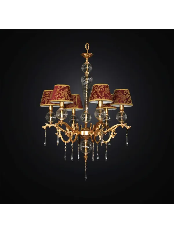 Lampadario classico in ottone e cristallo 6 luci BGA 2829/6 Reso Gratuito
