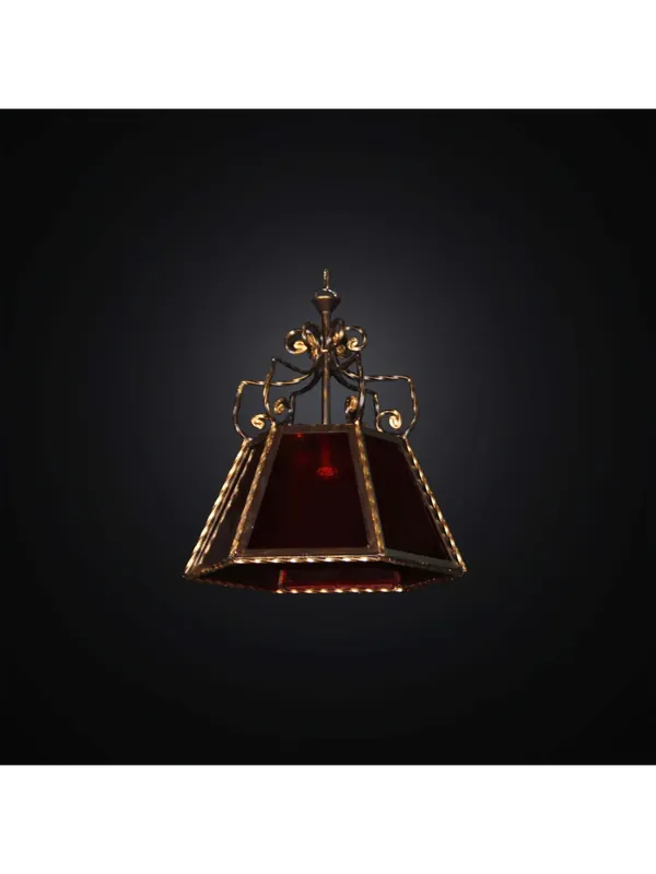 Lampadario classico in ferro battuto e vetrofusione 1 luce BGA 2850/S35 Direttamente Dal Produttore