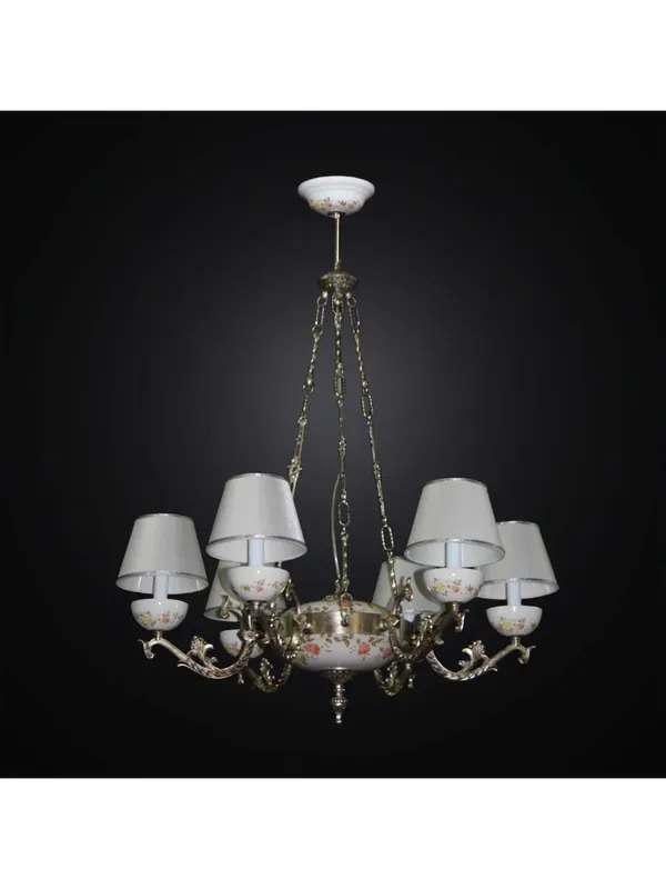 Lampadario classico in ottone e ceramica 6 luci BGA 2849/6 Economico