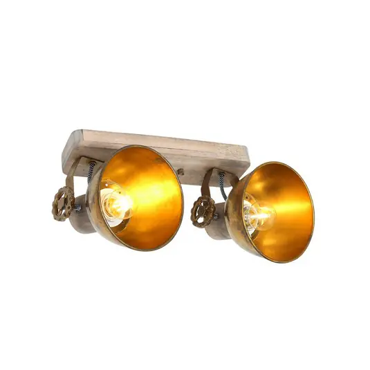 Faretto da soffitto Gearwood, bronzo, a 2 luci, metallo, legno, E27 A Buon Prezzo