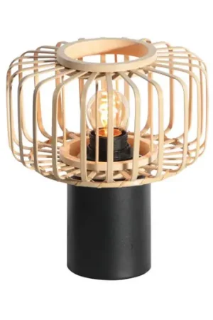 A Buon Prezzo Lampada da tavolo Bloeba, nero/naturale, metallo, legno, E27