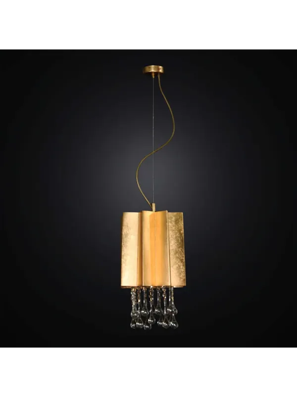 Lampadario classico in foglia oro e cristallo 1 luce BGA 2841/P23 Nuovo Arrivo