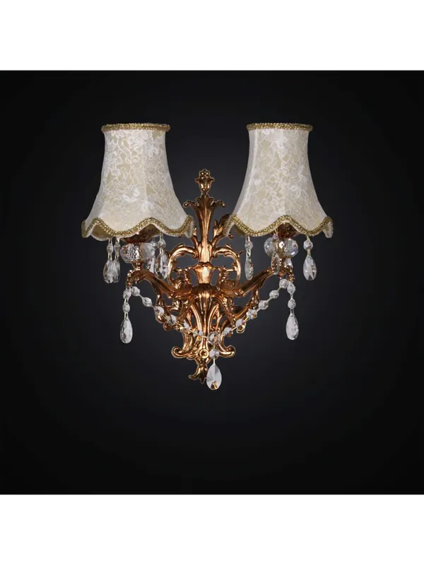 Consegna Rapida Applique classico in ottone e cristallo 2 luci BGA 2819/A2