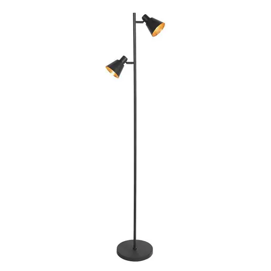 Consegna Rapida Piantana Oeroe, 2 luci, nero, metallo, E14