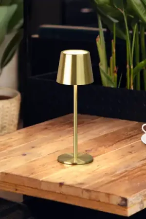 Lampada LED da tavolo a batteria Roxi, color ottone, metallo, IP54 Dimmer Offerta Limitata