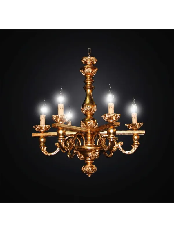 Lampadario classico in legno foglia oro 6 luci BGA 2800/06P Saldi