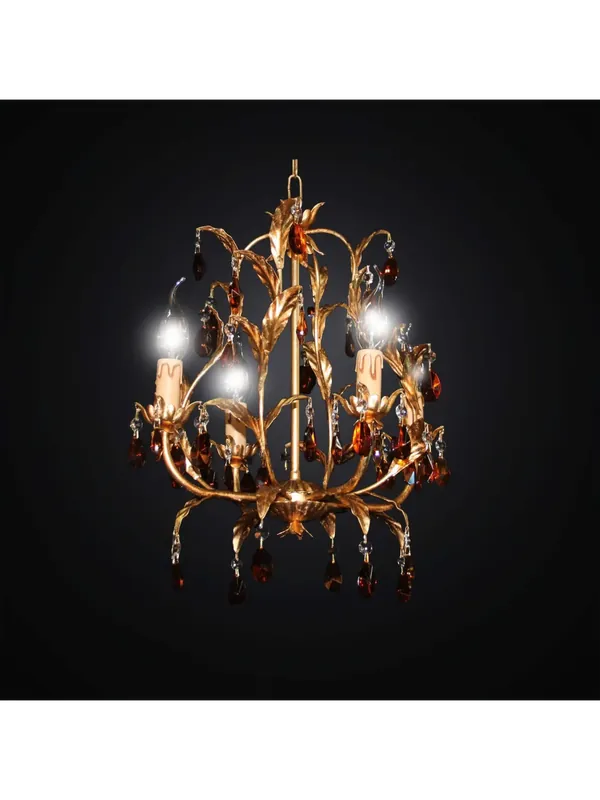 Lampadario classico in ferro battuto foglia oro 4 luci BGA 2799/4 Super Prezzo