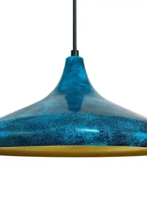 Lampada a sospensione Claus, blu/oro, Ø 35 cm, metallo, E27 Miglior Prezzo