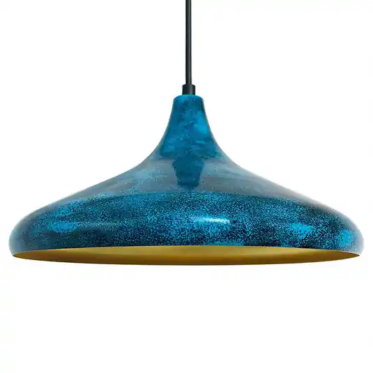 Lampada a sospensione Claus, blu/oro, Ø 35 cm, metallo, E27 Miglior Prezzo