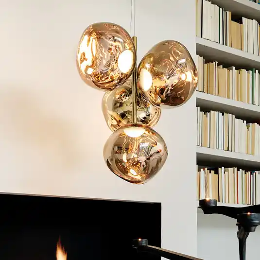 Promozione Tom Dixon lampada LED a sospensione Melt Chandelier Mini, color oro