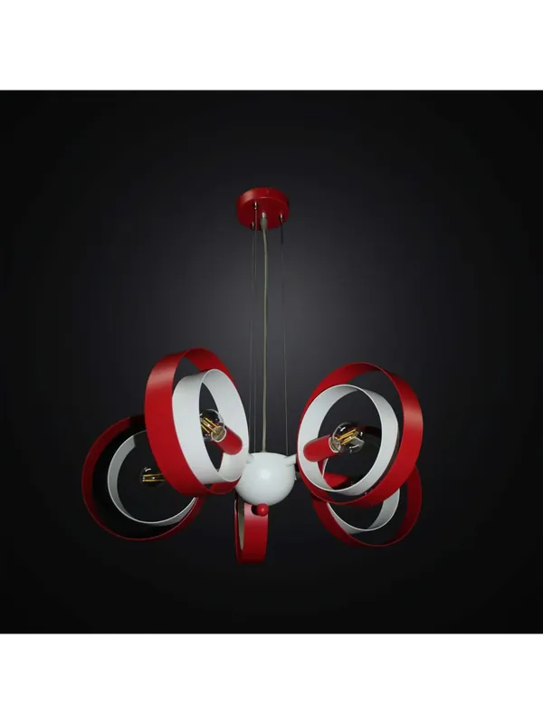 Lampadario moderno design bianco e rosso 5 luci BGA 2884-5-02 Compra Oggi Stesso