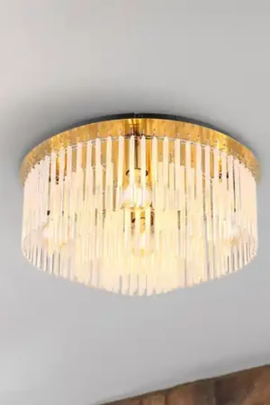 Prezzo Ridotto Plafoniera Gorley, color oro/opale, Ø 50 cm, metallo/vetro
