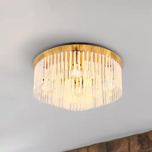 Prezzo Ridotto Plafoniera Gorley, color oro/opale, Ø 50 cm, metallo/vetro