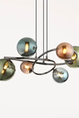 Consegna Rapida Lampada a sospensione Riha, Ø 65 cm, colorata, vetro/metallo, a 6 luci.