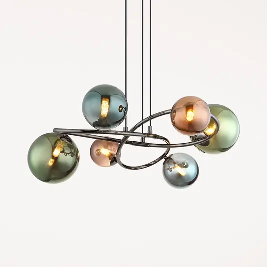 Consegna Rapida Lampada a sospensione Riha, Ø 65 cm, colorata, vetro/metallo, a 6 luci.