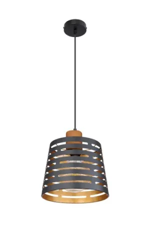 Direttamente Dal Produttore Lampada a sospensione Ablona, Ø 25 cm, nero/dorato, metallo