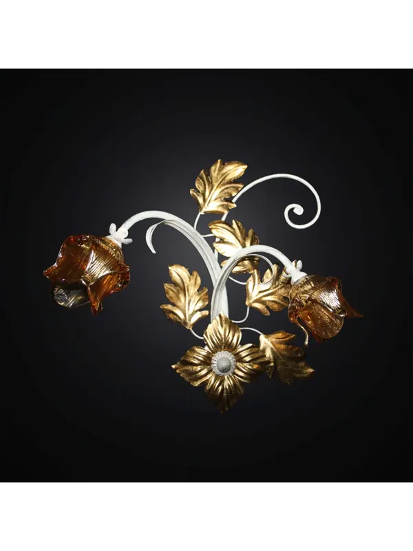 Applique classico in ferro battuto foglia oro 2 luci BGA 2863/A2 Compra Online