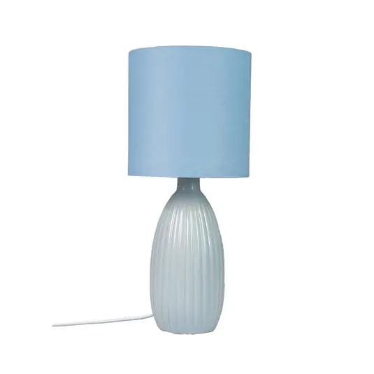 PR Home Lampada da tavolo Uno, blu, altezza 37 cm, tessuto/ceramica Offerta Speciale