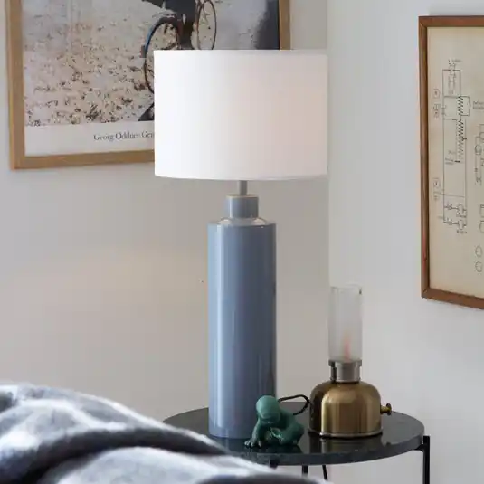 Offerta Limitata PR Home Lampada da tavolo Solo, blu/bianco, altezza 65 cm, metallo/tessuto