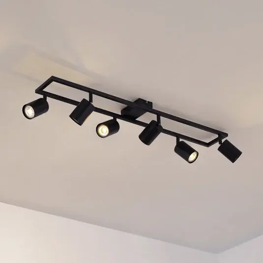 Offerta Limitata Faretto da soffitto Lindby Bravius, nero, a 6 luci, ferro