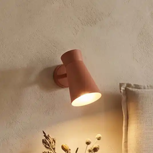 Applique Lotta, terracotta, faretto, acciaio, orientabile Reso Gratuito