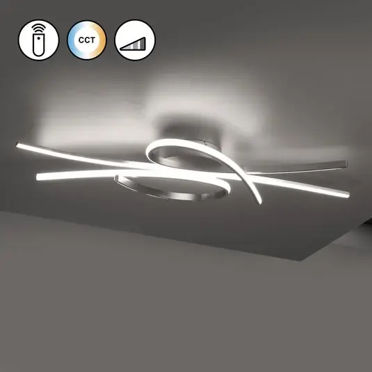 Plafoniera LED Biba, color nichelo, lunghezza 100 cm, metallo CCT Occasione Imperdibile