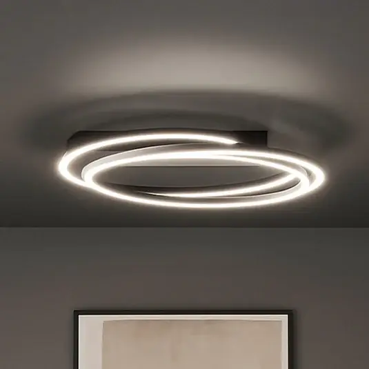 Promo Stagionale Plafoniera LED Kiku, Ø 56 cm, nero sabbia, metallo, CCT
